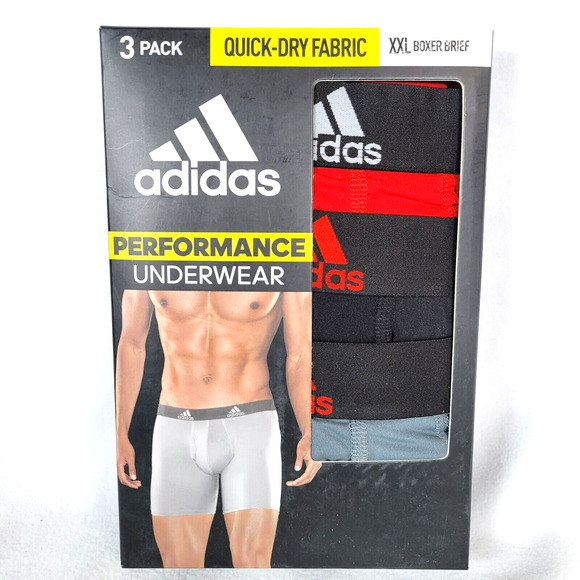 Adidas Mens 3-Pack Boxer Brief Underwear Size XXL Red Performance Quick-Dry - Picture 1 of 4